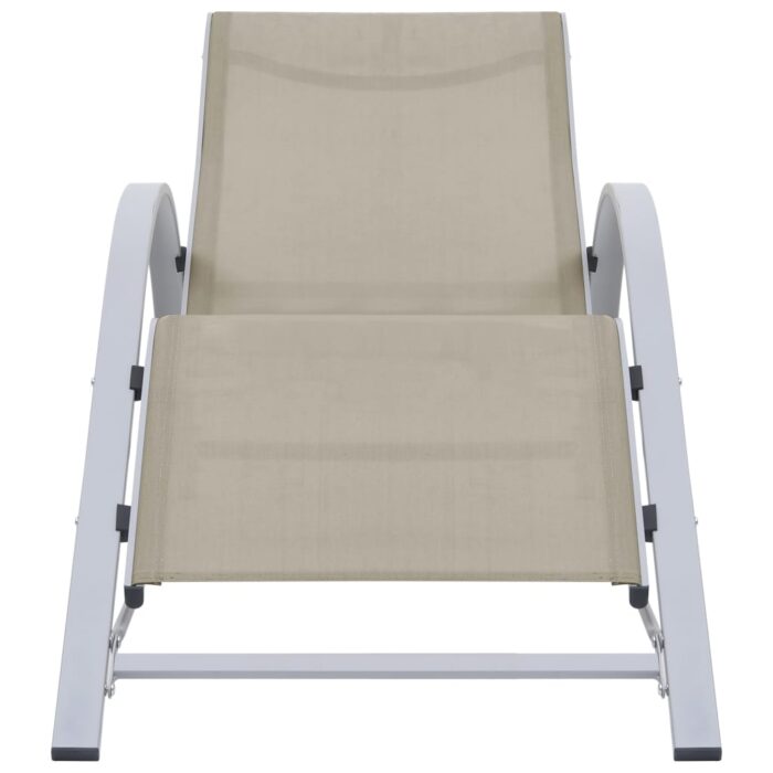 Chaises longues lot de 2 avec table Aluminium Crème – Image 3