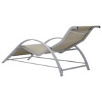 Chaises longues lot de 2 avec table Aluminium Crème – Image 5