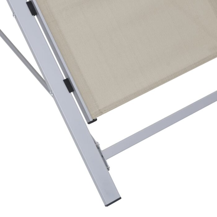 Chaises longues lot de 2 avec table Aluminium Crème – Image 6