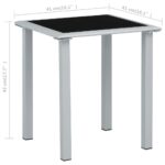 Table de jardin Noir et argenté 41x41x45 cm Acier et verre – Image 3