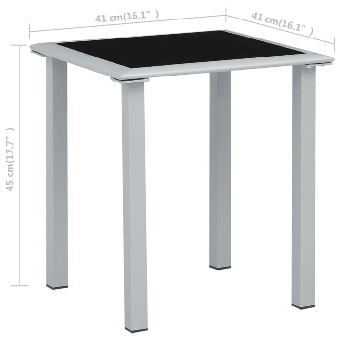VXL8720286086940_g_en_hd_3.jpg Table de jardin Noir et argenté 41x41x45 cm Acier et verre – Image 3