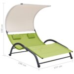Chaise longue double avec auvent textilène vert – Image 6