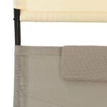 Chaise longue double avec auvent Textilène Taupe et crème – Image 5