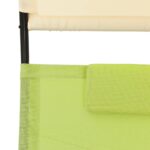 Chaise longue double avec auvent textilène vert et crème – Image 5