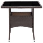Table de salle à manger de jardin Marron Résine tressée – Image 3