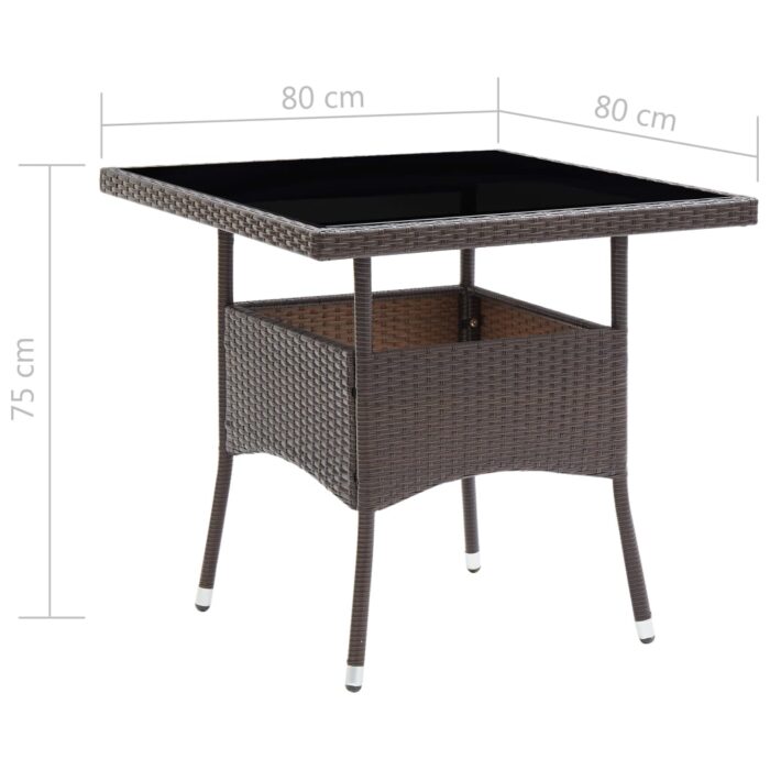 Table de salle à manger de jardin Marron Résine tressée – Image 4