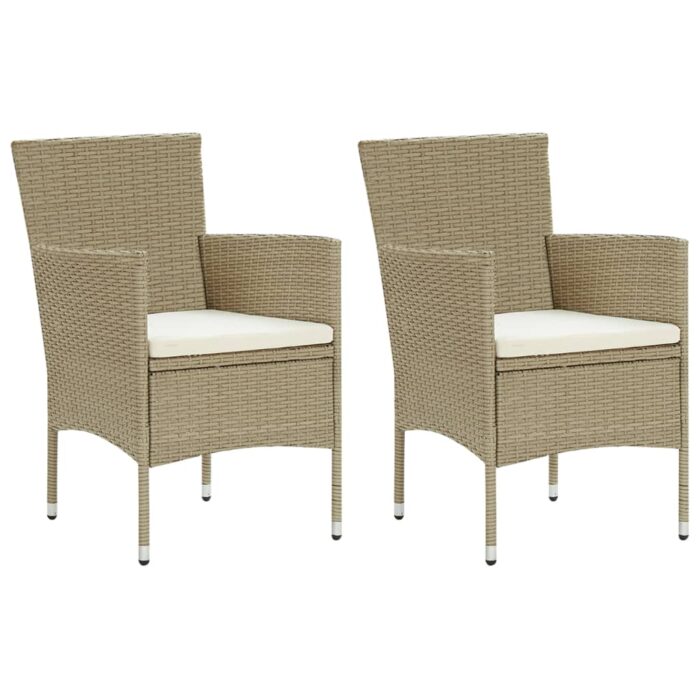 Chaises manger de jardin lot de 2 Résine tressée Beige – Image 1