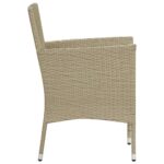 Chaises manger de jardin lot de 2 Résine tressée Beige – Image 3