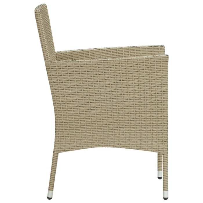 Chaises manger de jardin lot de 2 Résine tressée Beige – Image 3