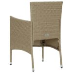Chaises manger de jardin lot de 2 Résine tressée Beige – Image 4