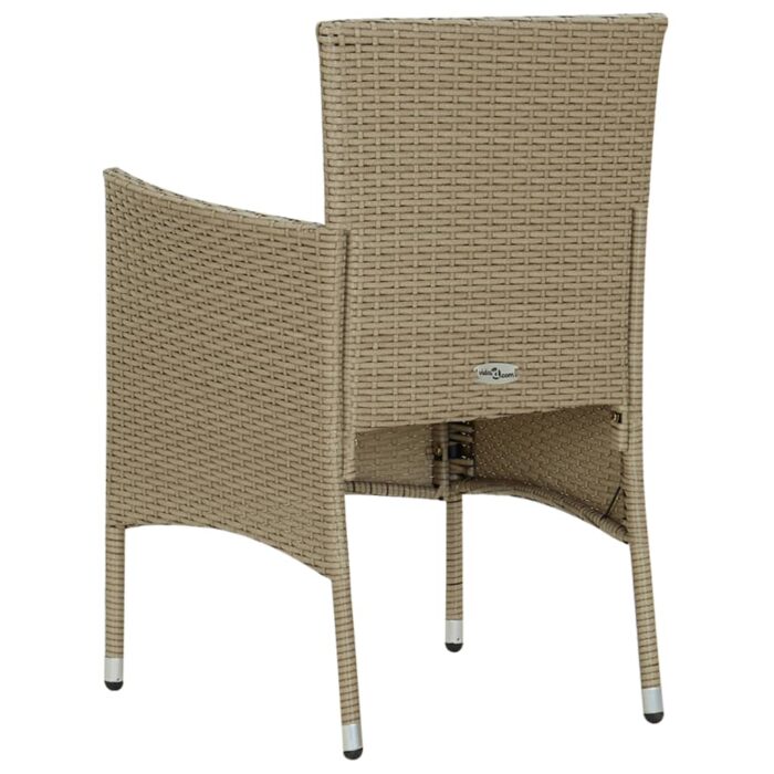Chaises manger de jardin lot de 2 Résine tressée Beige – Image 4
