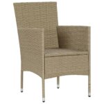 Chaises manger de jardin lot de 2 Résine tressée Beige – Image 5