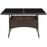 Table à dîner d'extérieur Marron Résine tressée et verre – Image 3