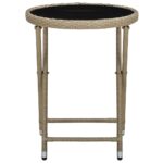 Table à thé Beige 60 cm Résine tressée et verre trempé – Image 2