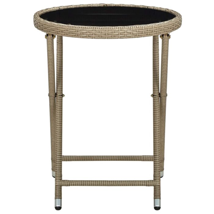 Table à thé Beige 60 cm Résine tressée et verre trempé – Image 2