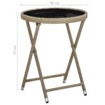 Table à thé Beige 60 cm Résine tressée et verre trempé – Image 5