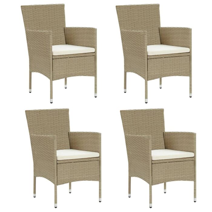 Chaises à manger de jardin lot de 4 Résine tressée Beige – Image 1