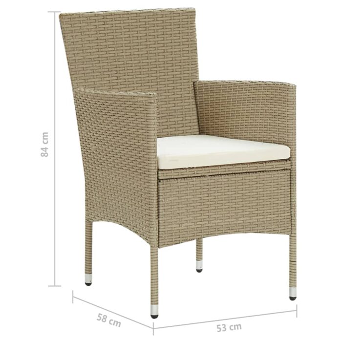 Chaises à manger de jardin lot de 4 Résine tressée Beige – Image 9