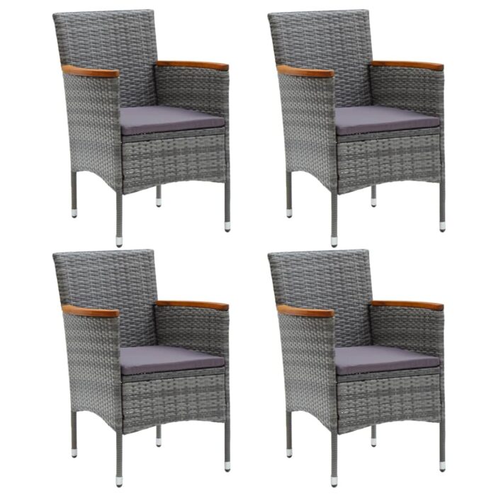Chaises à manger de jardin lot de 4 Résine tressée Gris – Image 1