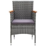 Chaises à manger de jardin lot de 4 Résine tressée Gris – Image 2