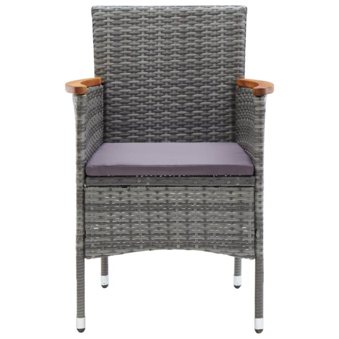 Chaises à manger de jardin lot de 4 Résine tressée Gris – Image 2