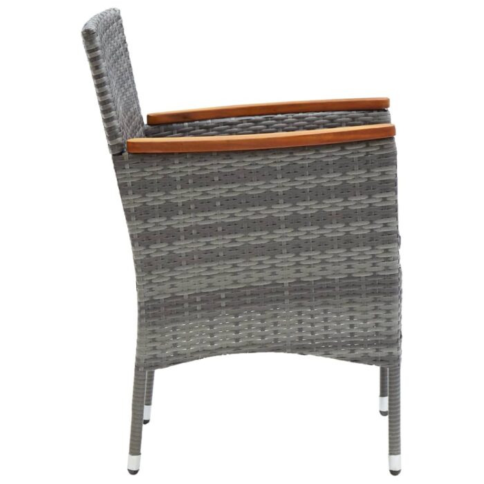 Chaises à manger de jardin lot de 4 Résine tressée Gris – Image 3