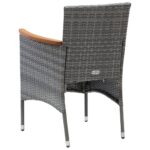 Chaises à manger de jardin lot de 4 Résine tressée Gris – Image 4