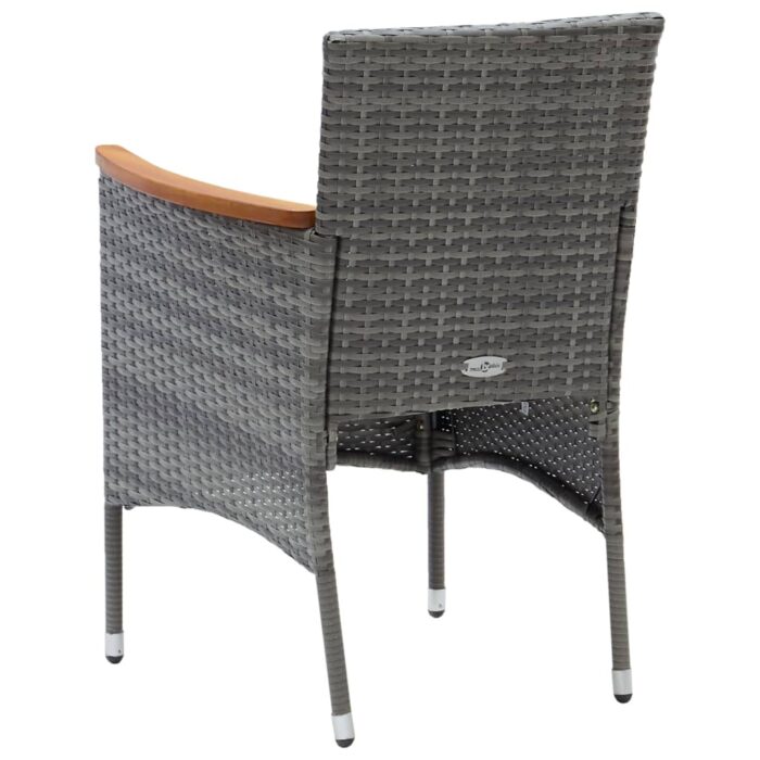 Chaises à manger de jardin lot de 4 Résine tressée Gris – Image 4