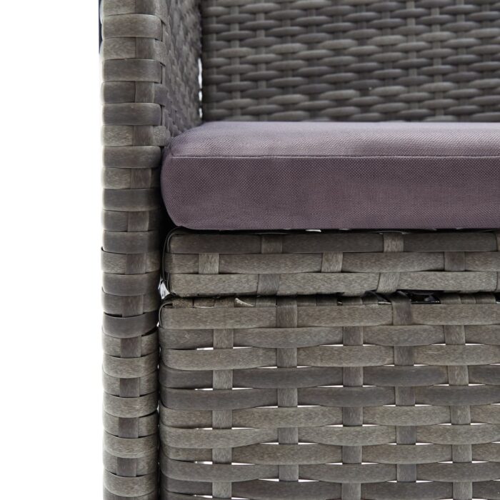 Chaises à manger de jardin lot de 4 Résine tressée Gris – Image 5