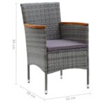 Chaises à manger de jardin lot de 4 Résine tressée Gris – Image 6