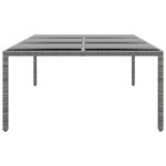 Table de jardin 200x150x75 cm Verre trempé/résine tressée Gris – Image 2