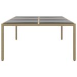 Table de jardin 200x150x75 cm Verre trempé/résine tressée Beige – Image 2