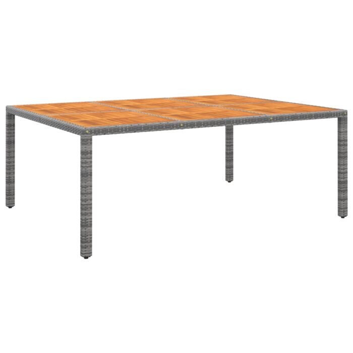 Table de jardin 200x150x75 cm Acacia et résine tressée Gris – Image 1