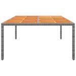 Table de jardin 200x150x75 cm Acacia et résine tressée Gris – Image 2