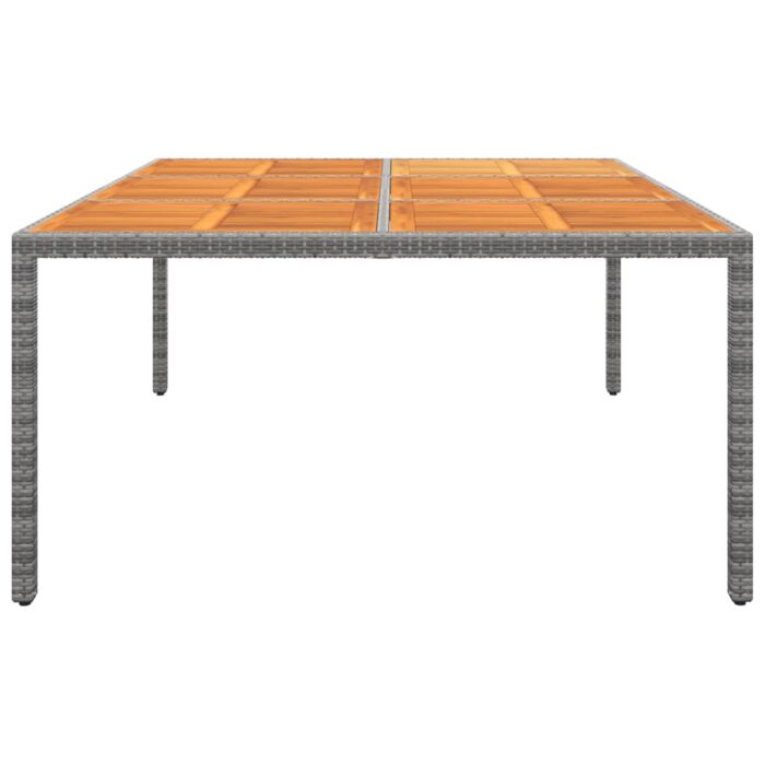 Table de jardin 200x150x75 cm Acacia et résine tressée Gris – Image 2