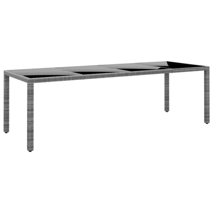 Table de jardin 250x100x75 cm Verre trempé et Résine tressée – Image 1