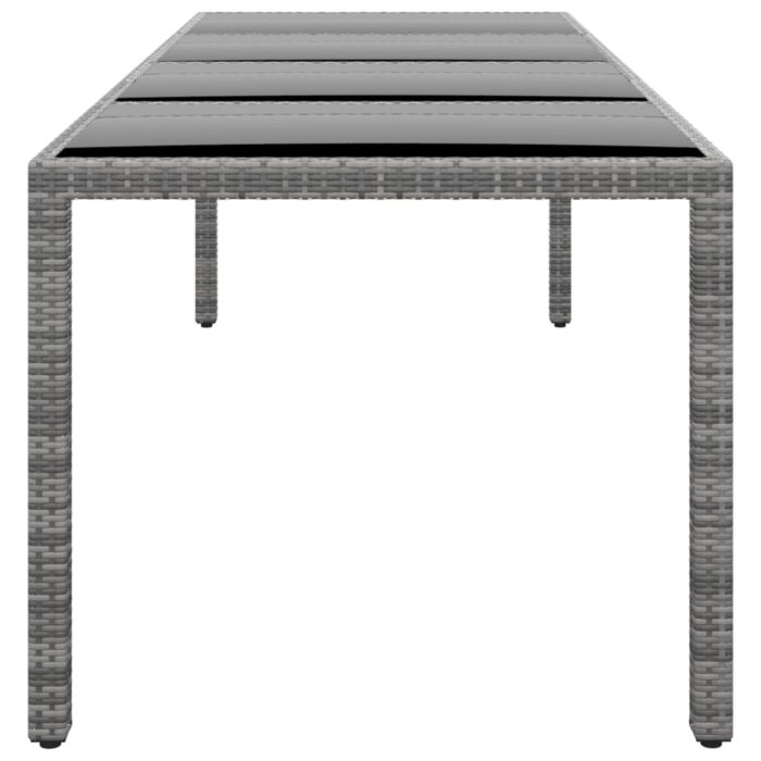 Table de jardin 250x100x75 cm Verre trempé et Résine tressée – Image 2