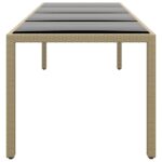 Table de jardin avec dessus en verre beige résine tressée – Image 2