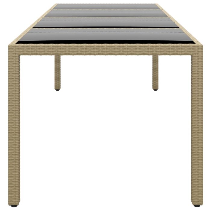 Table de jardin avec dessus en verre beige résine tressée – Image 2
