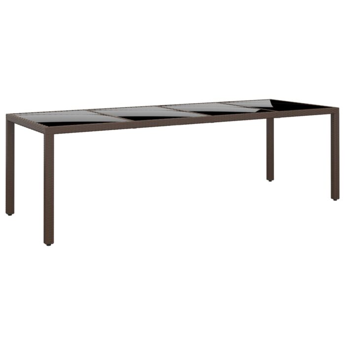 VXL8720286089729_a_en_hd_1.jpg Table de jardin avec dessus en verre marron résine tressée – Image 1