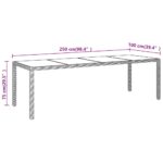 Table de jardin avec dessus en verre marron résine tressée – Image 4