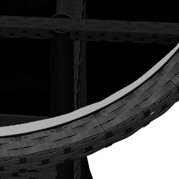 Table de jardin Ø60x75 cm Verre trempé/résine tressée Noir – Image 2