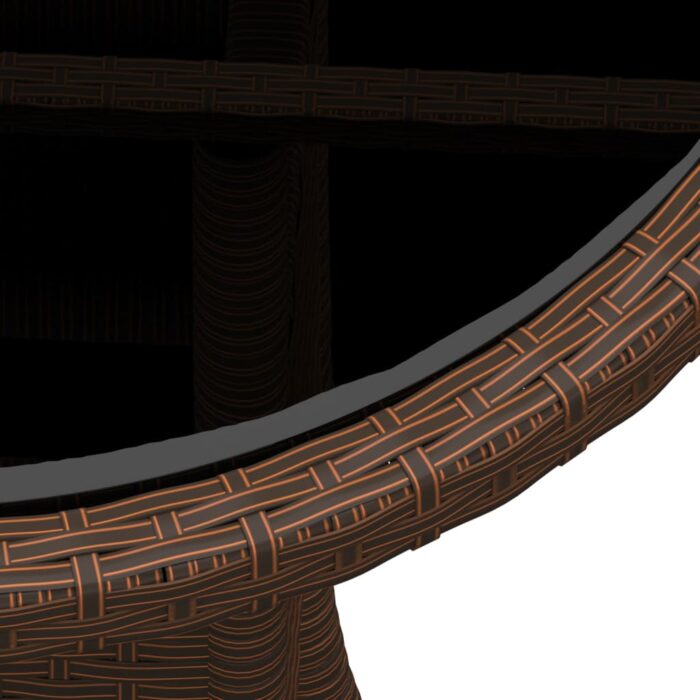 Table de jardin Ø60x75 cm Verre trempé/résine tressée Marron – Image 2