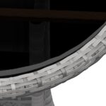 Table de jardin Ø60x75 cm Verre trempé/résine tressée Gris – Image 2