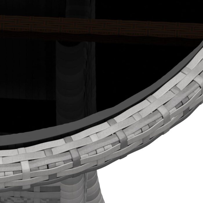 Table de jardin Ø60x75 cm Verre trempé/résine tressée Gris – Image 2