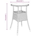 Table de jardin Ø60x75 cm Verre trempé/résine tressée Gris – Image 4