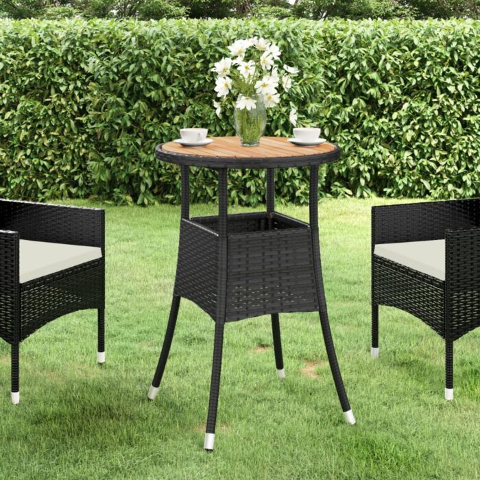 VXL8720286089798_m_en_hd_1.jpg Table de jardin Ø60x75 cm Acacia et résine tressée Noir – Image 1