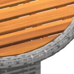 Table de jardin Ø60x75 cm Acacia et résine tressée Gris – Image 2