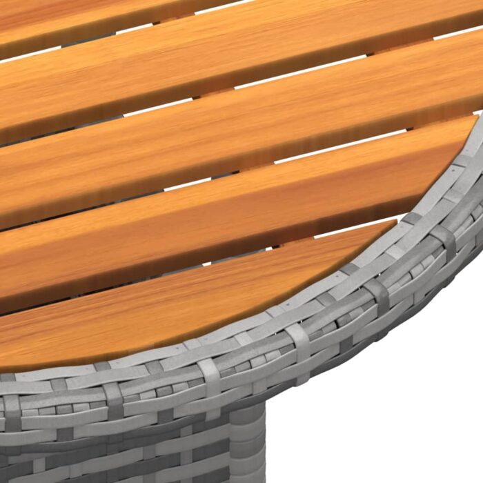 Table de jardin Ø60x75 cm Acacia et résine tressée Gris – Image 2
