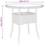 Table de jardin Ø80x75 cm Verre trempé/résine tressée Noir – Image 3